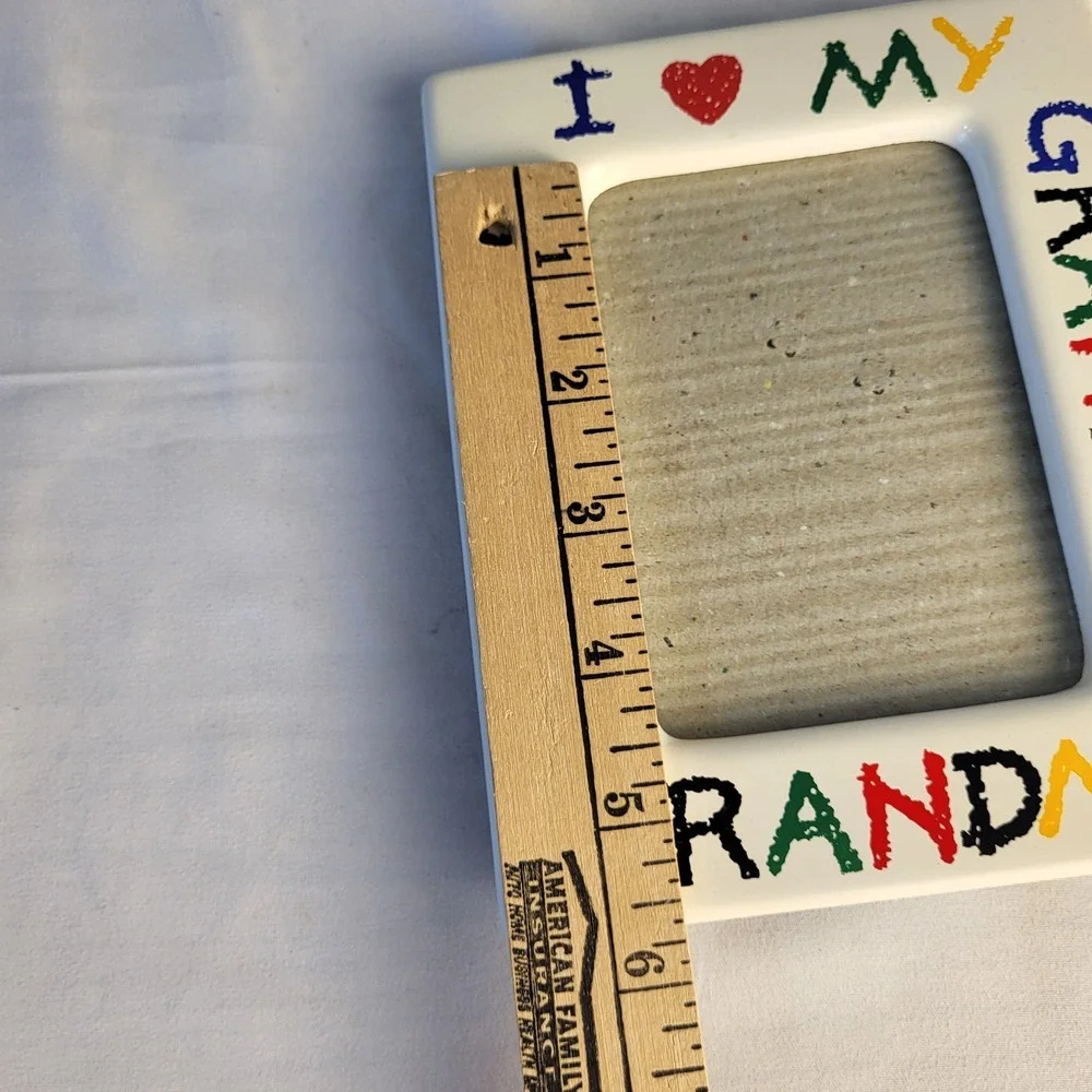 I Love My Grandma Colorful Ceramic Picture Frame 5x7 Fits 3x5 Photo Crayon VTG